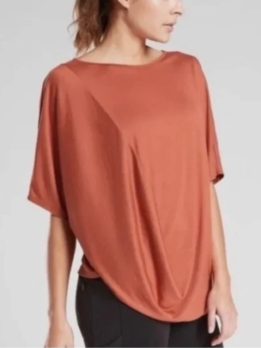 Athleta Sz L Dolman Sleeve Athleisure Travel Casual Pump Cover Gym Tee Orange